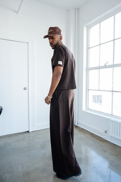 Slim Cropped Tee - Brown