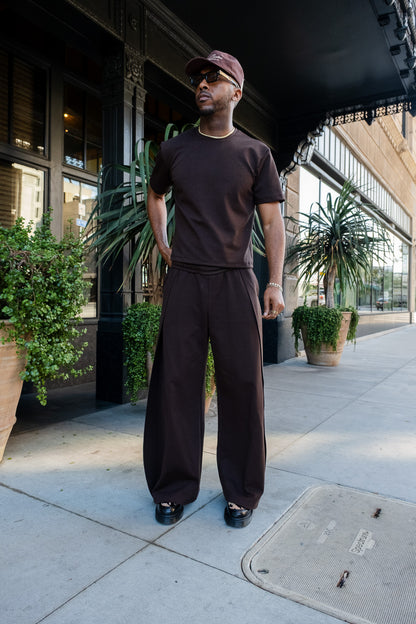 Slim Cropped Tee - Brown