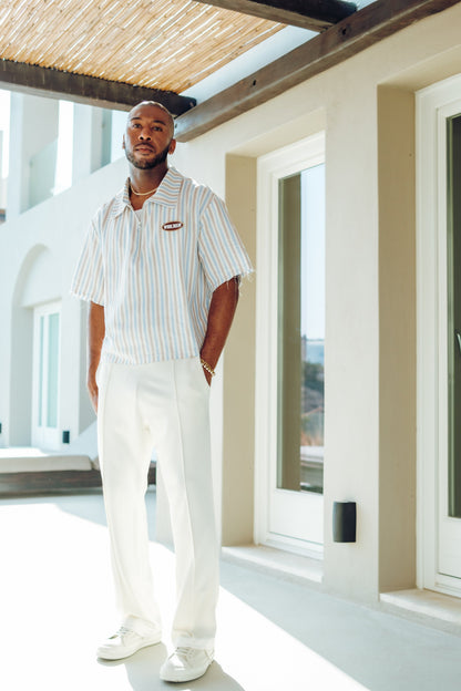 QTR Zip Costal Blue Stripe