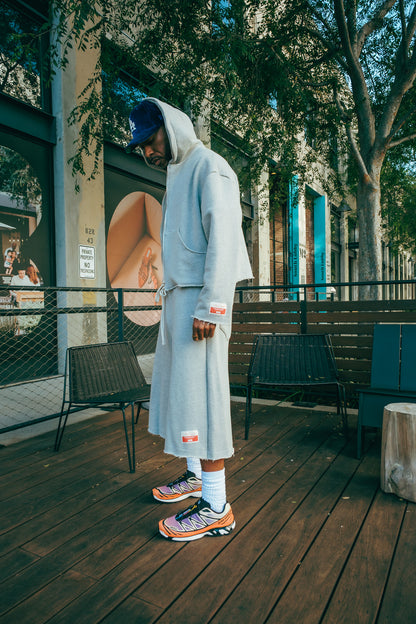 Premium Cotton Cropped Zip Hoodie- Grey