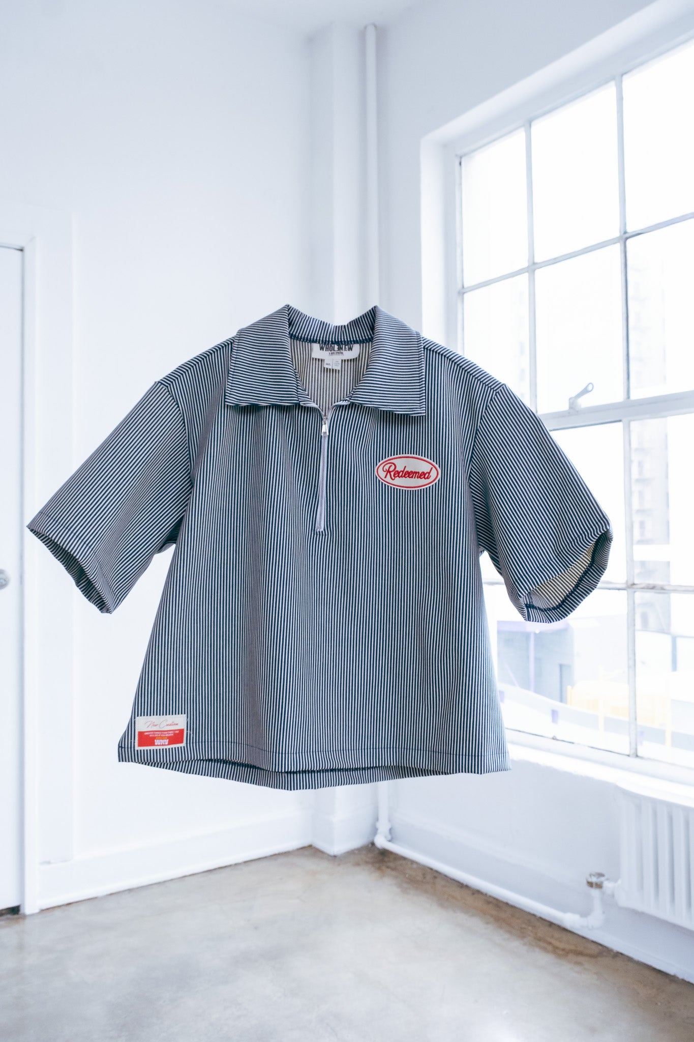 QTR Zip -Denim PinStripe