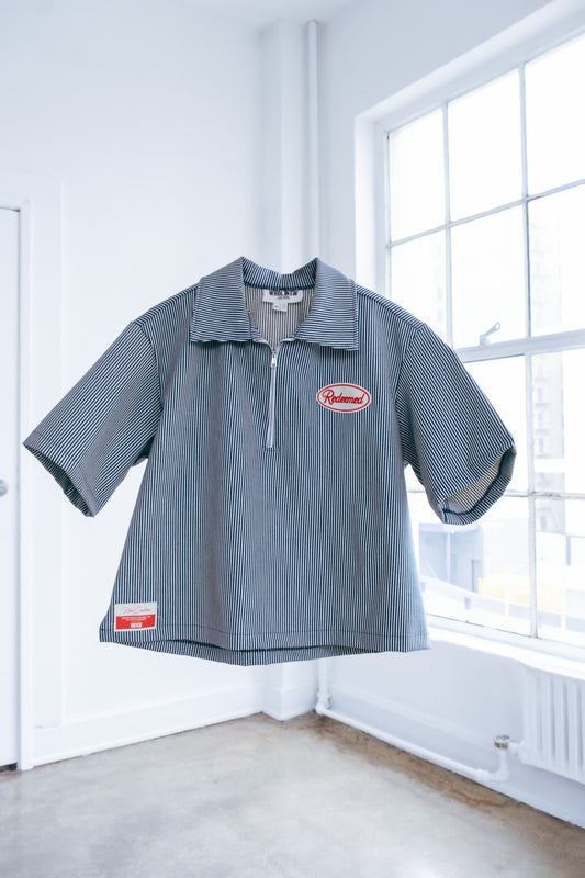 QTR Zip -Denim PinStripe
