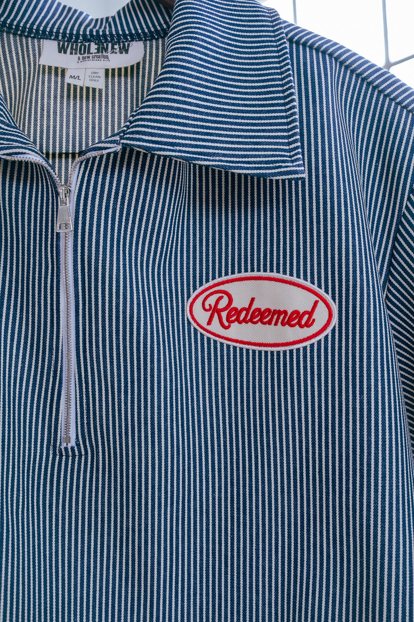 QTR Zip -Denim PinStripe