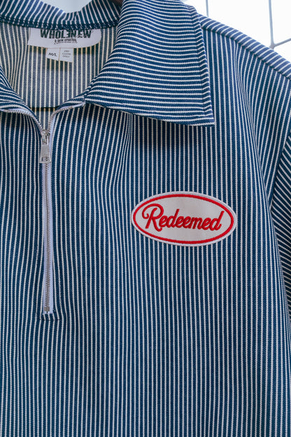 QTR Zip -Denim PinStripe