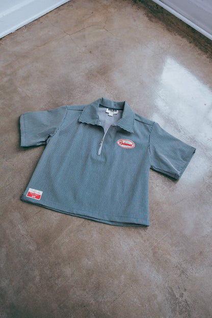 QTR Zip -Denim PinStripe