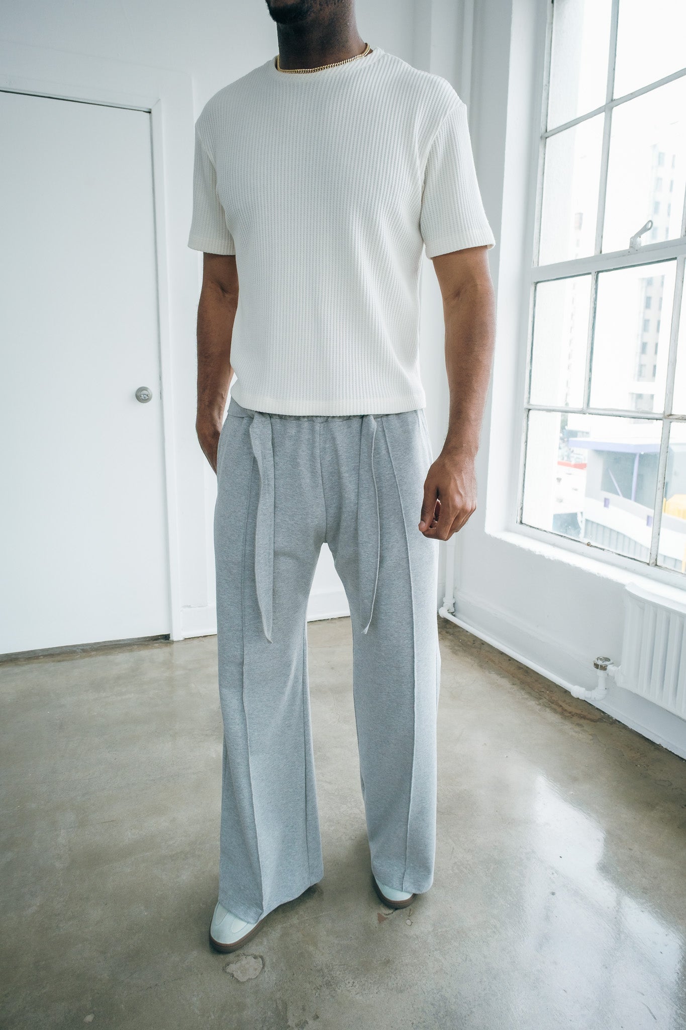Slim Ribbed Cropped Tee - White