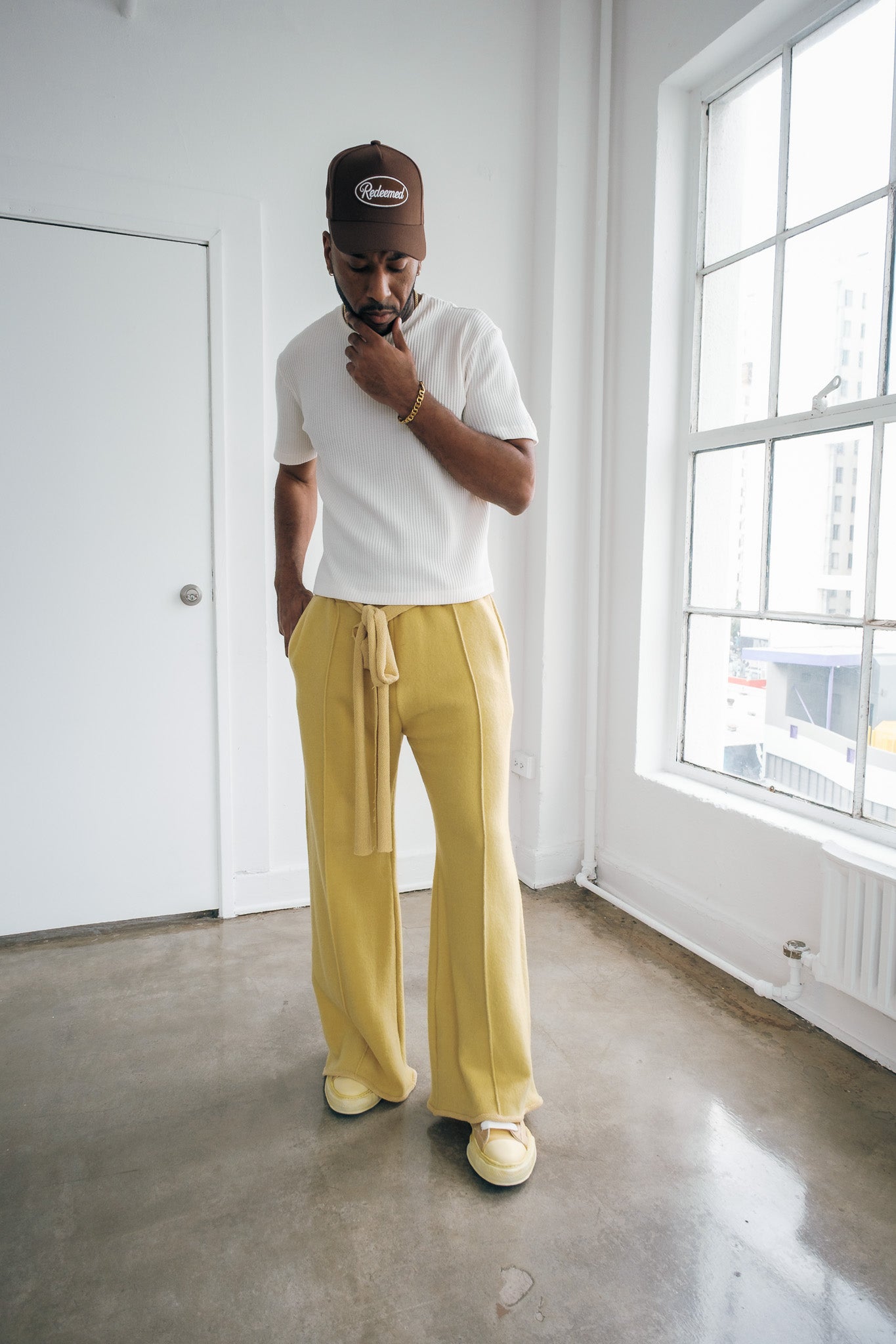 Wool Flare Pants - Pastel Yellow
