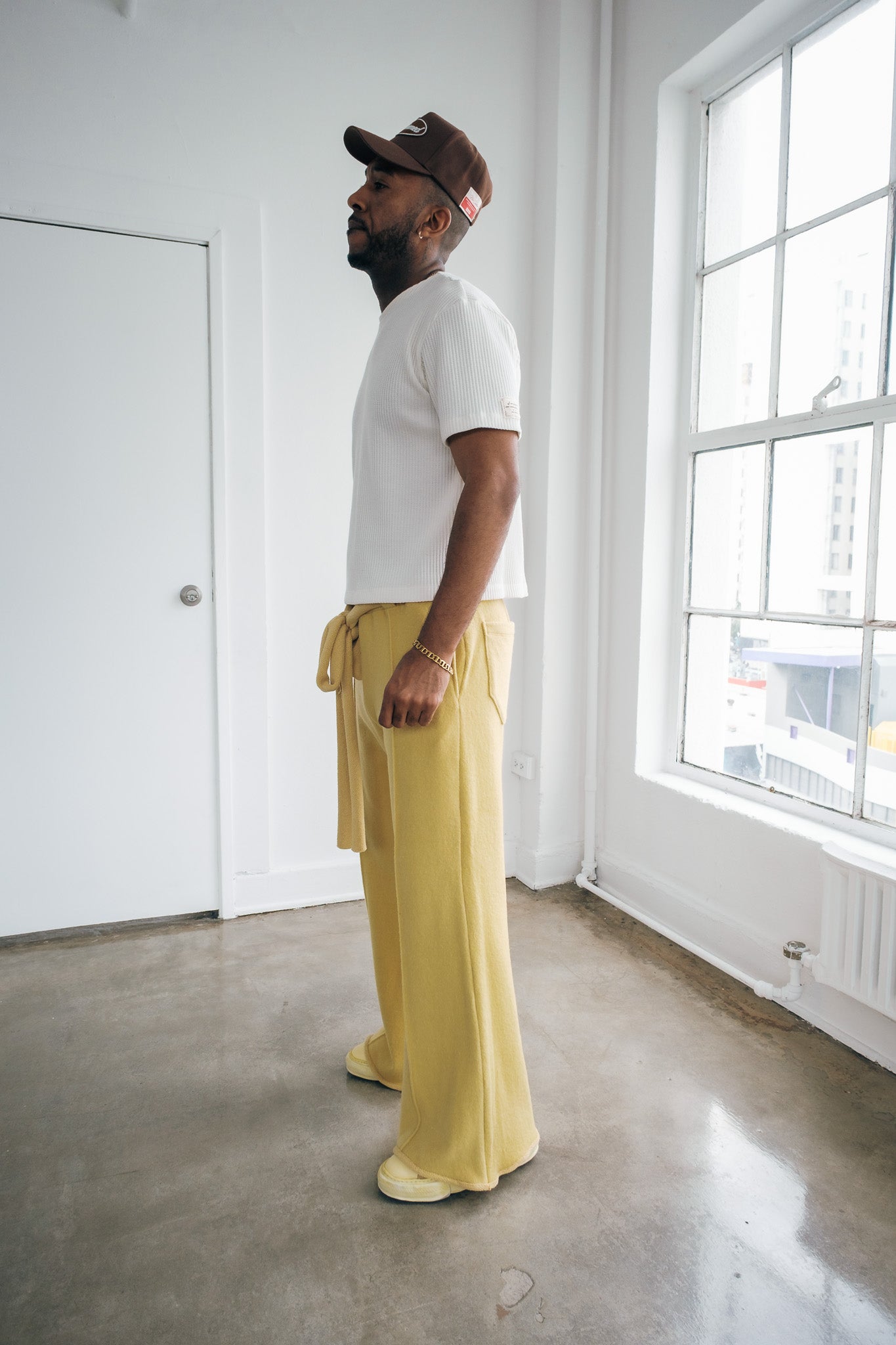Wool Flare Pants - Pastel Yellow