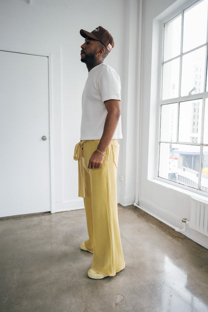Wool Flare Pants - Pastel Yellow
