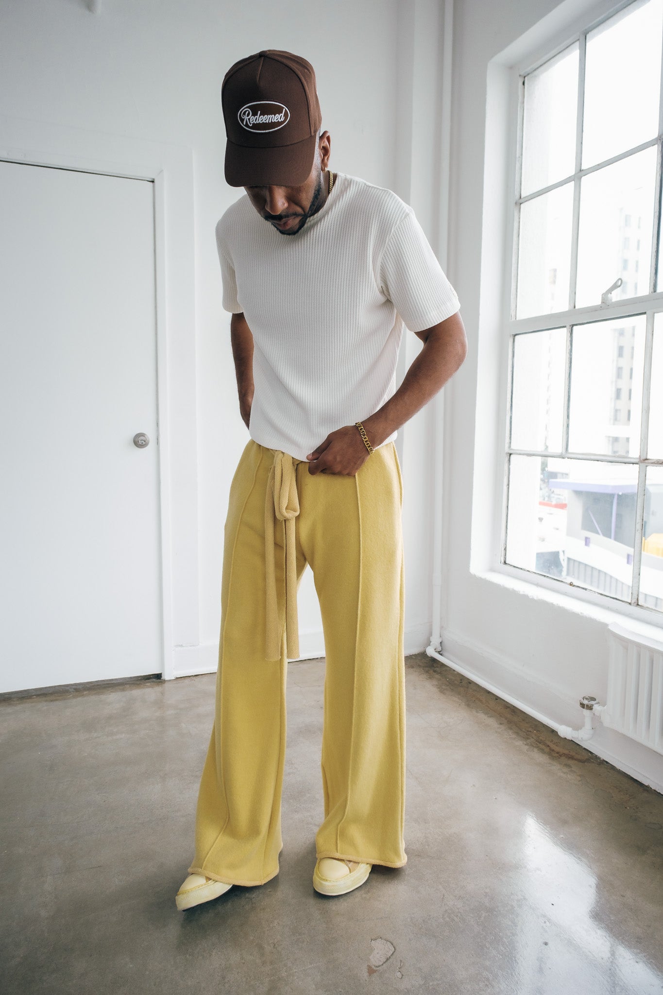 Wool Flare Pants - Pastel Yellow