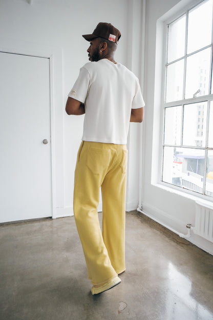 Wool Flare Pants - Pastel Yellow
