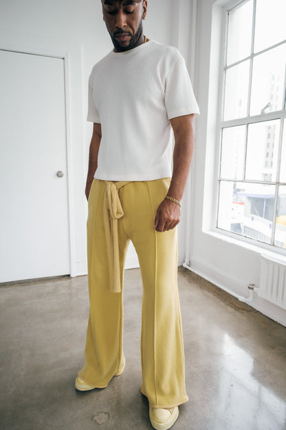 Wool Flare Pants - Pastel Yellow