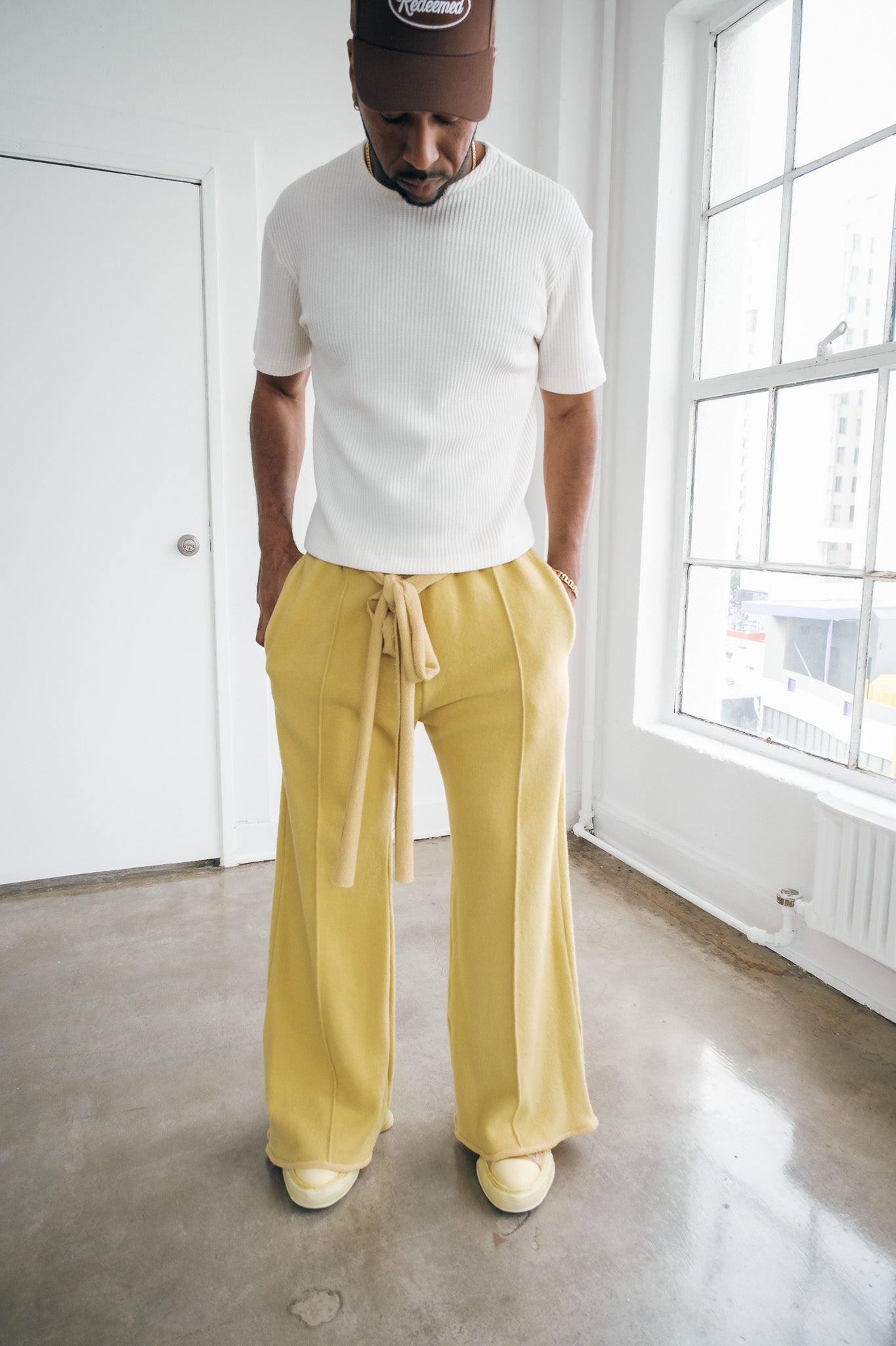 Wool Flare Pants - Pastel Yellow