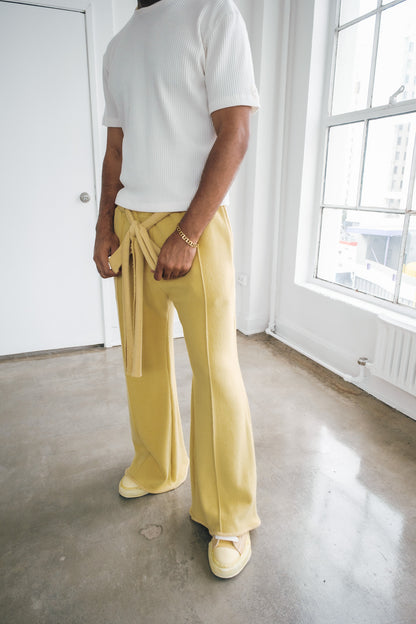 Wool Flare Pants - Pastel Yellow