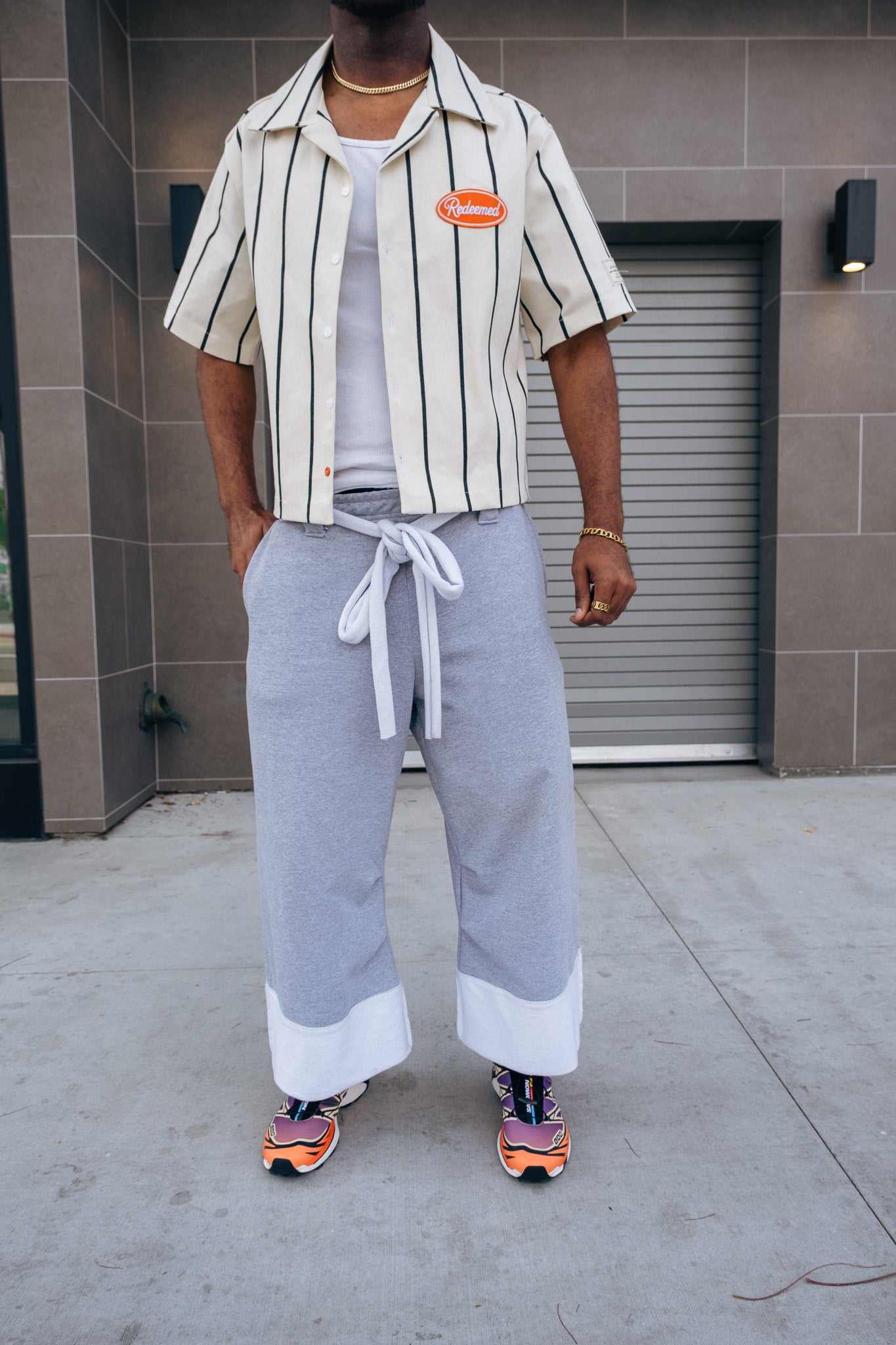 Cream Pin Stripe Button up