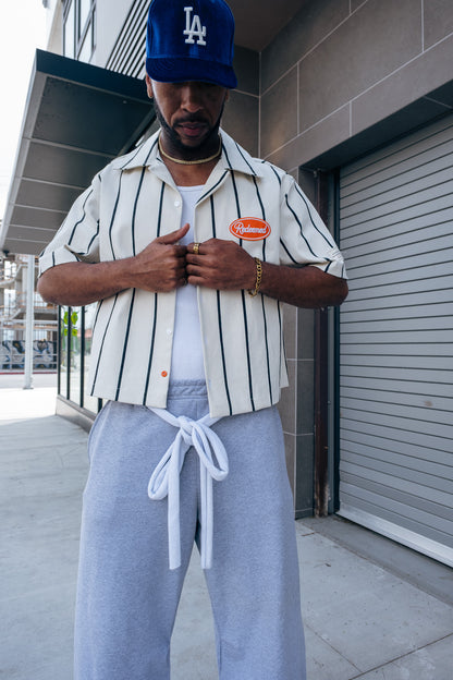 Cream Pin Stripe Button up