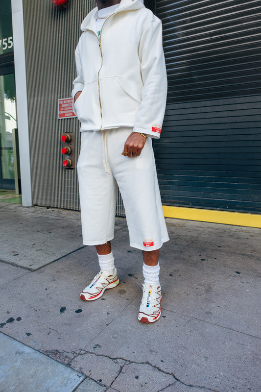 Premium Cotton Sweat Shorts- Off White