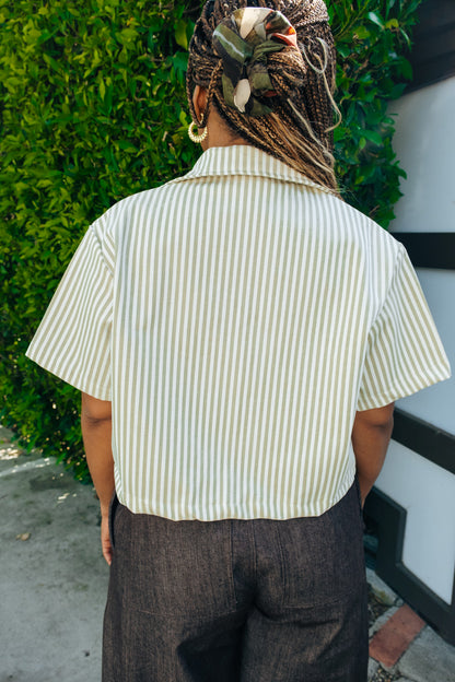WMN Khaki Stripe Button Up