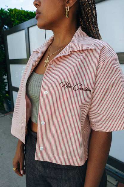 WMN Red Stripe Button Up (Light weight)