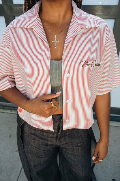 WMN Red Stripe Button Up (Light weight)