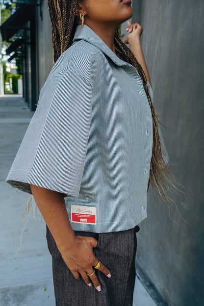 WMN Denim Stripe Button Up