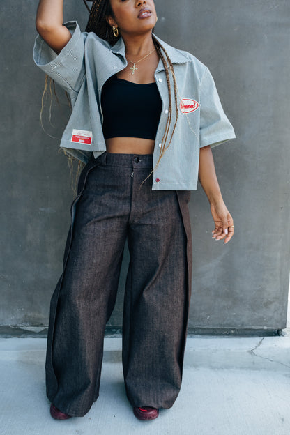 WMN Denim Stripe Button Up