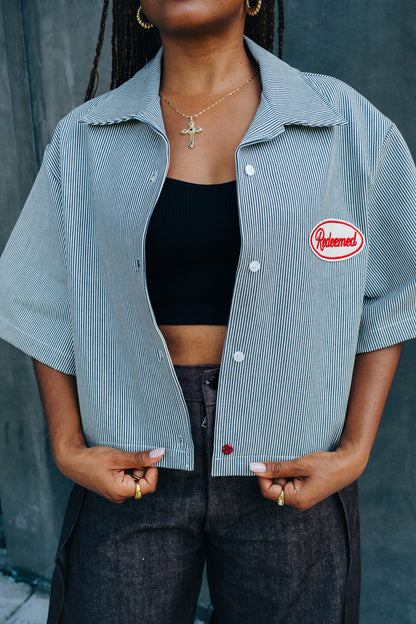 WMN Denim Stripe Button Up