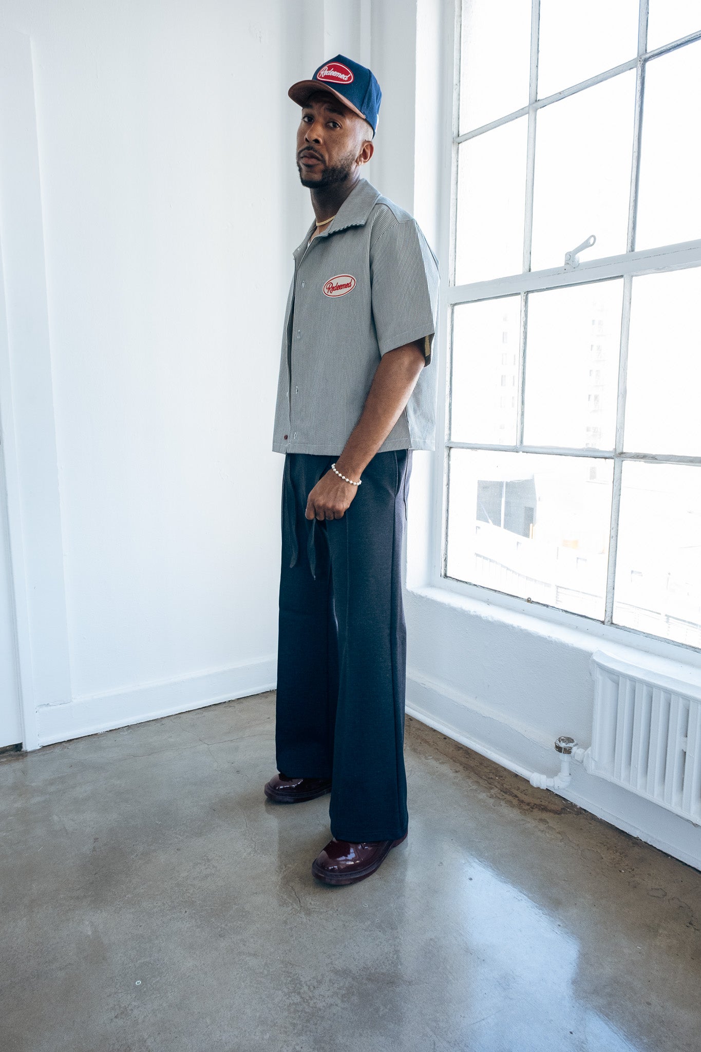 Navy- Heavy Flared Pants