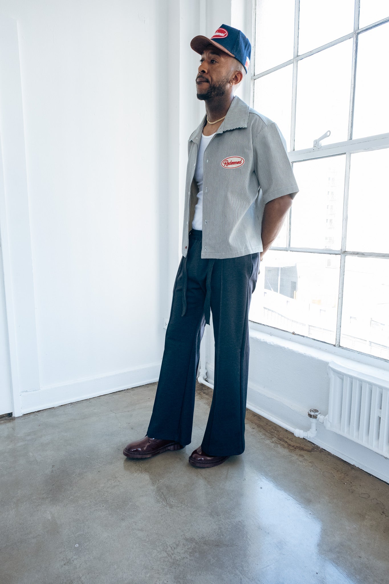 Navy- Heavy Flared Pants