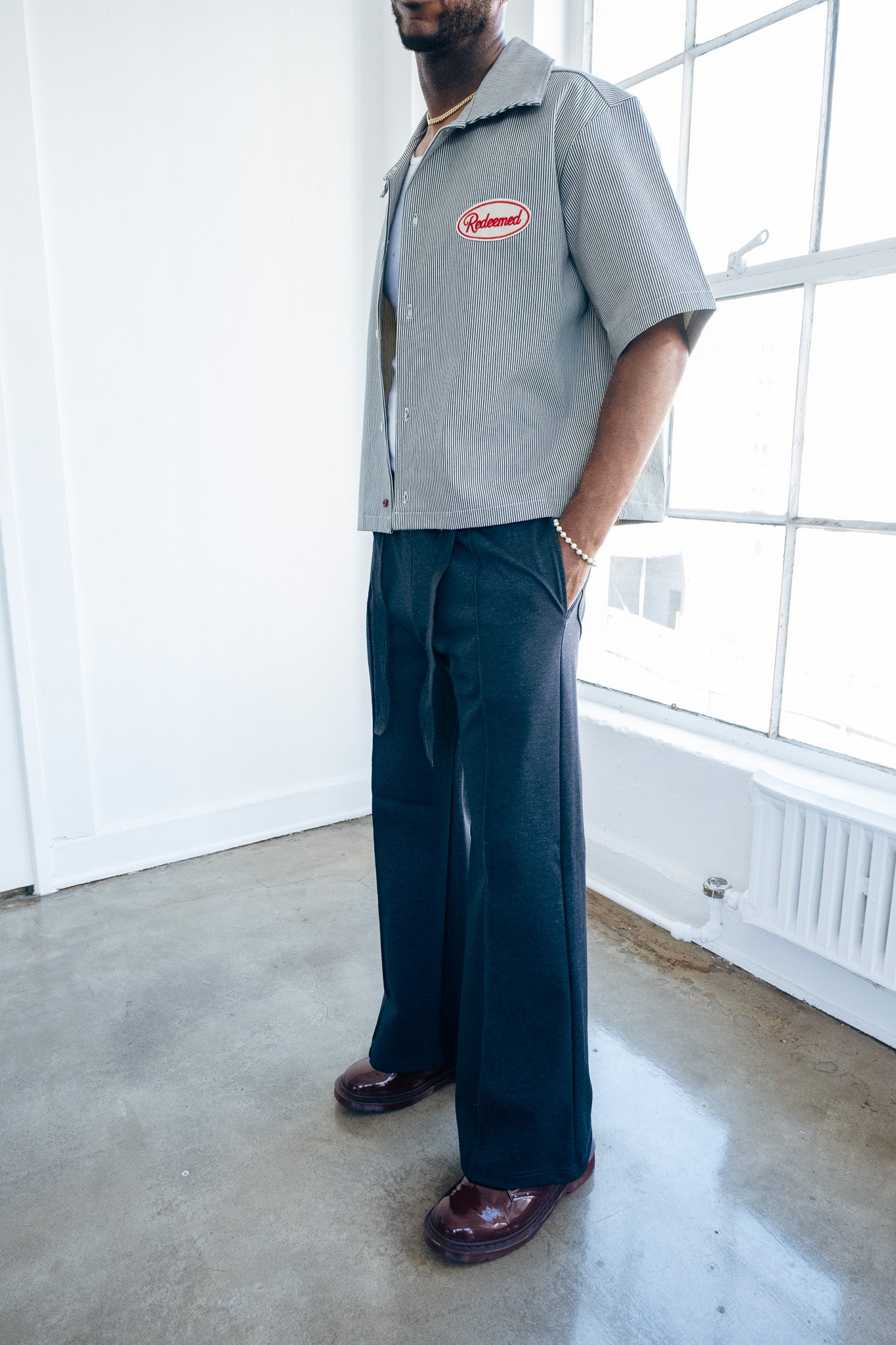 Navy- Heavy Flared Pants