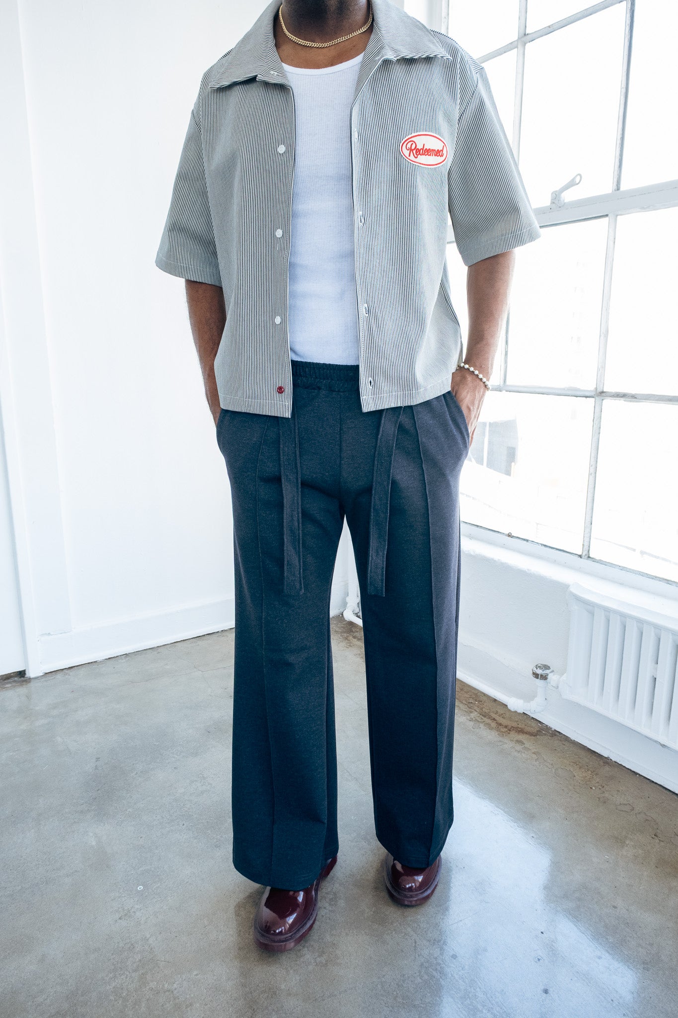 Navy- Heavy Flared Pants