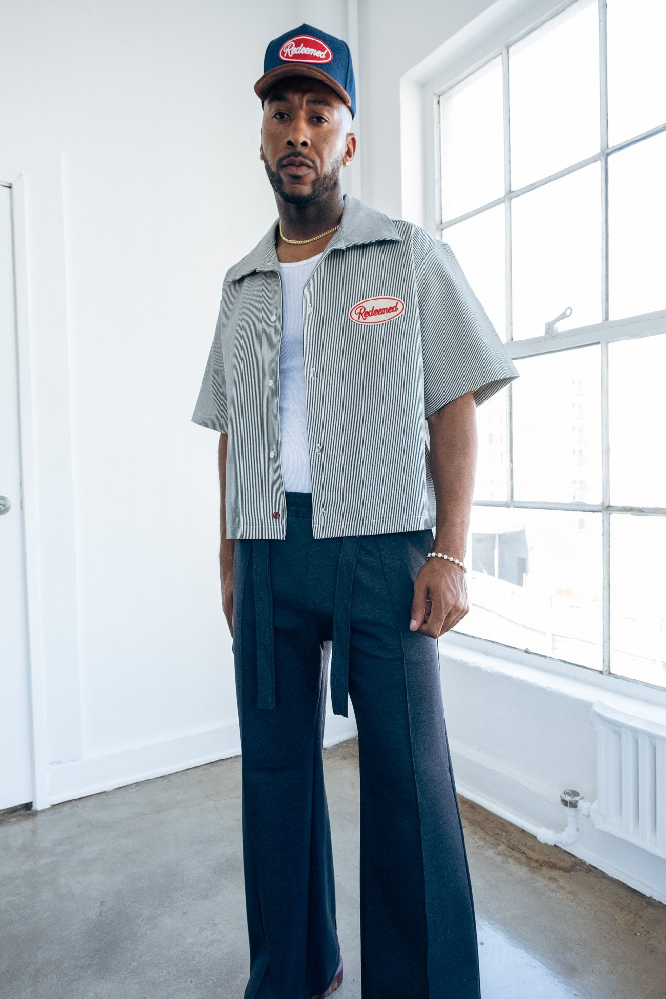 Navy- Heavy Flared Pants