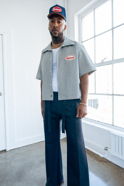Navy- Heavy Flared Pants