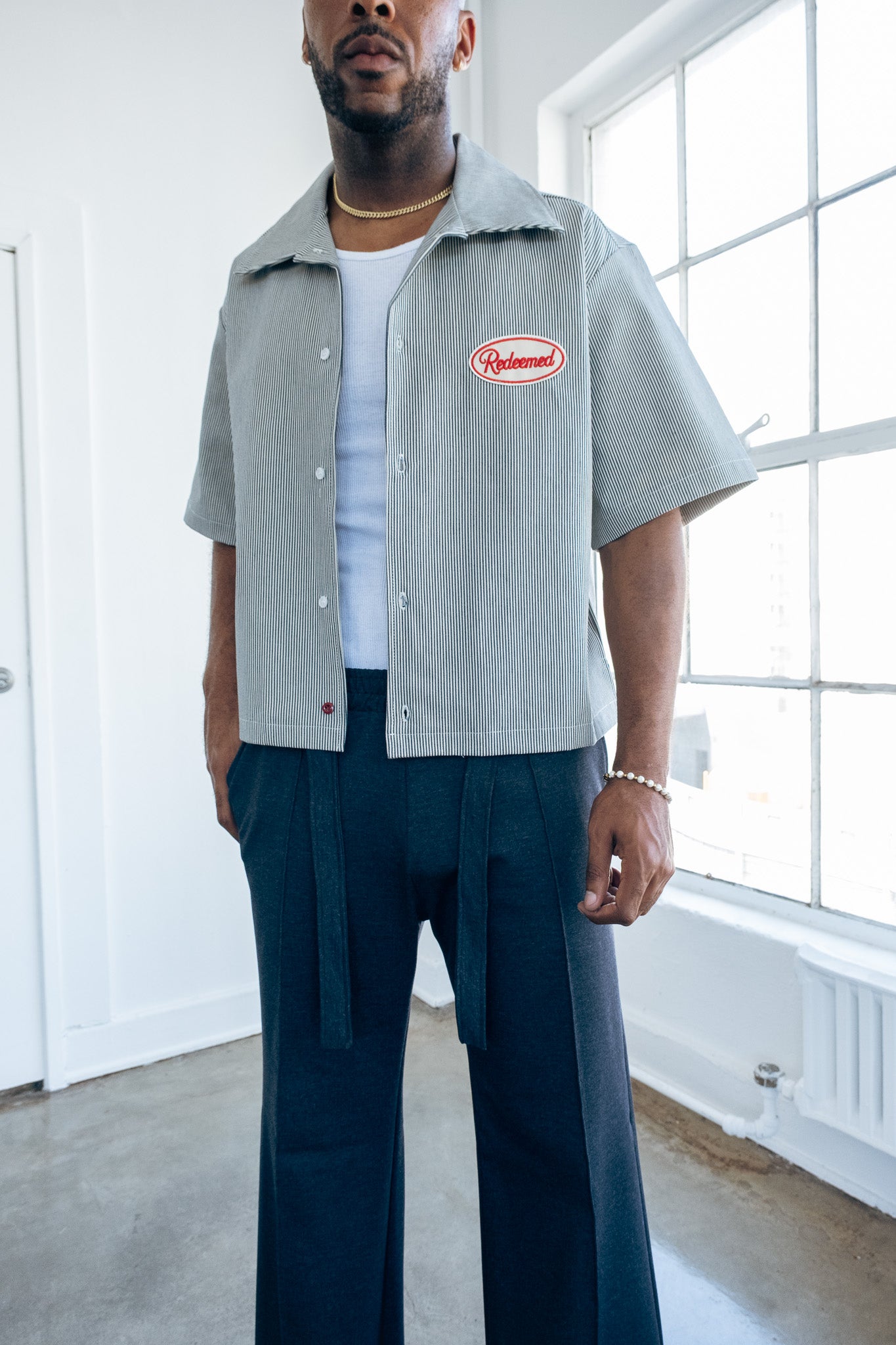 Denim PinStripe Button up