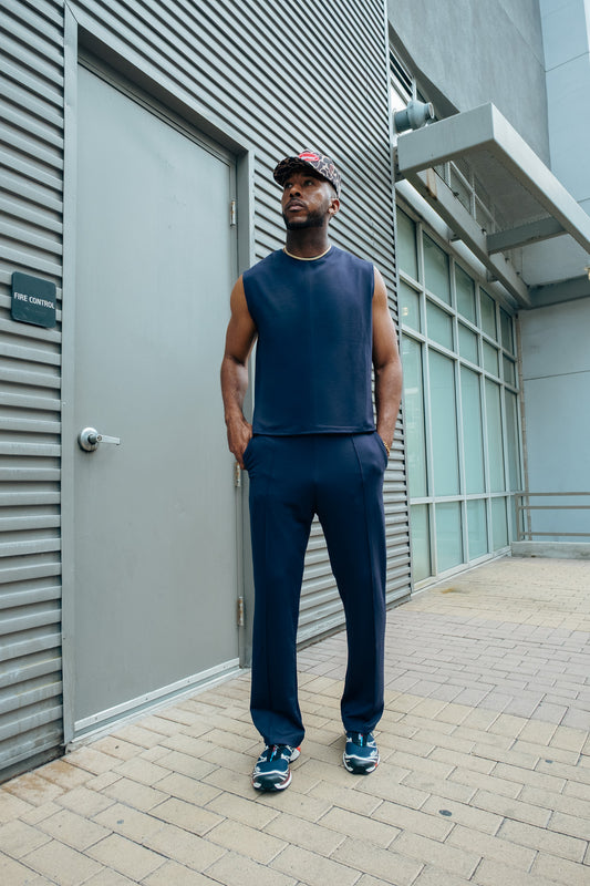 Elevated Sleeveless Tank - Navy