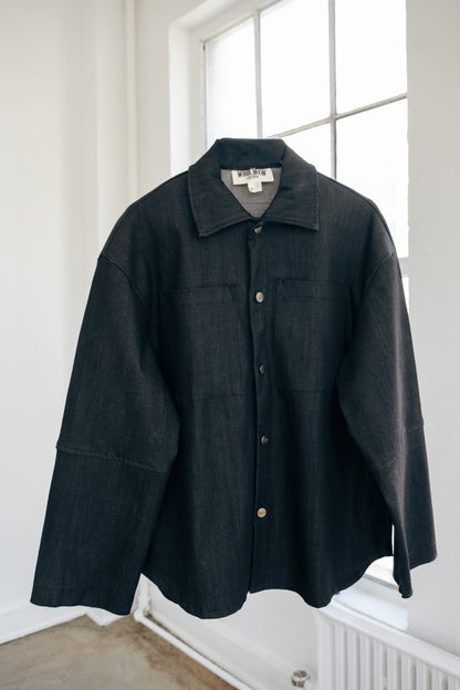 Shacket Button Up- Black Denim