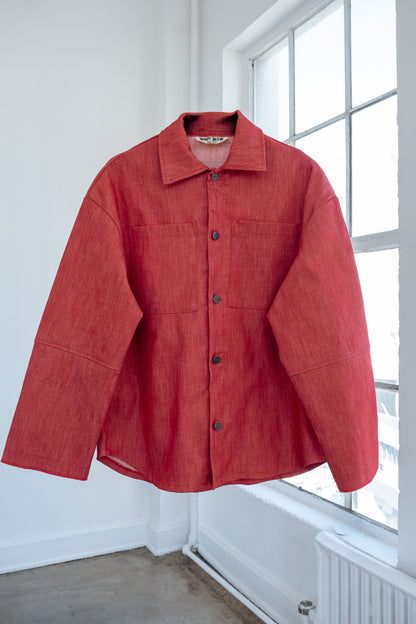 Shacket Button Up- Red Denim (limited)