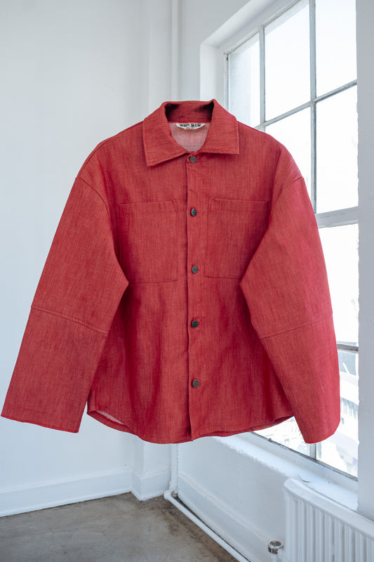 Shacket Button Up- Red Denim (limited)