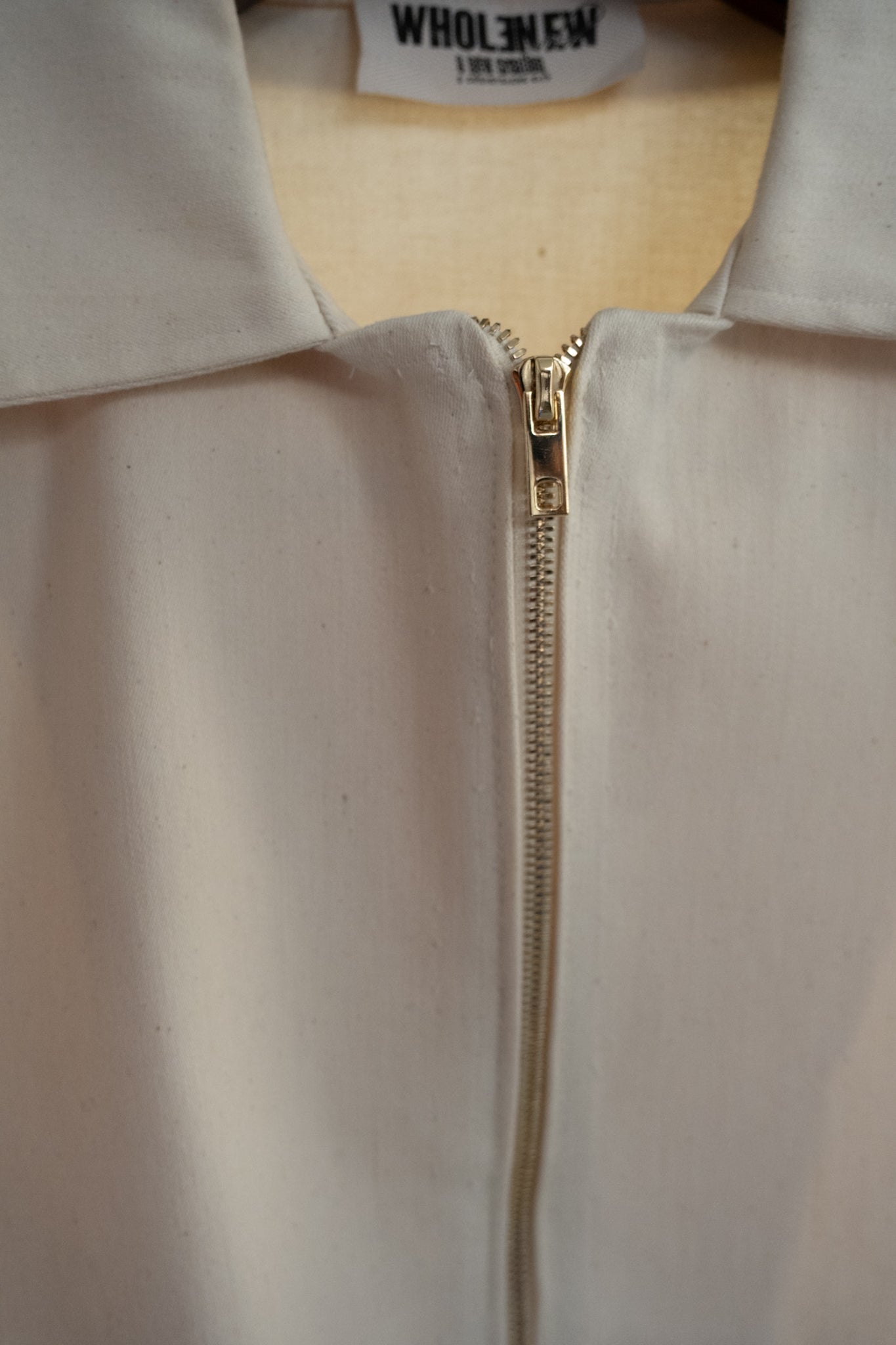 Oversized Boxy Denim Zip Shirt -Cream