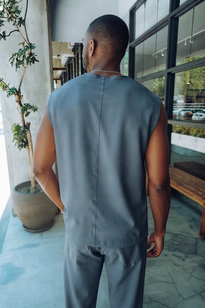 Elevated Sleeveless Tank - slate grey