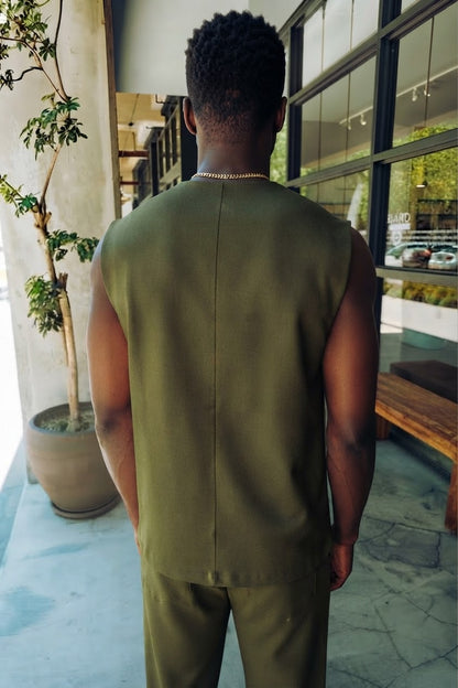 Elevated Sleeveless Tank - olive