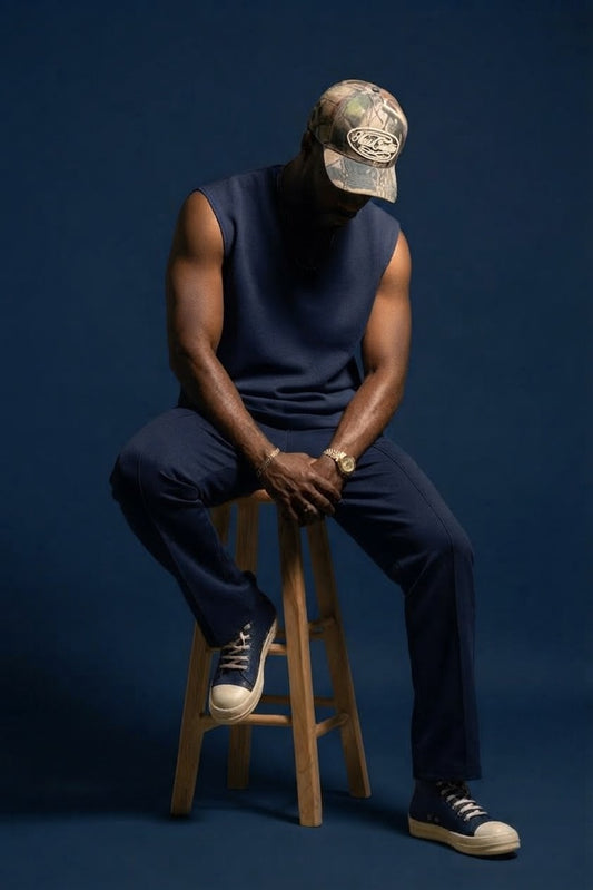 Elevated Sleeveless Tank - Navy