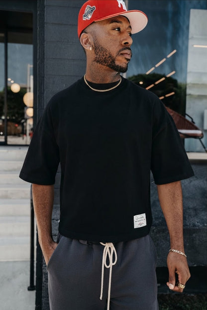 Heavy Boxy Cropped Tee - Black