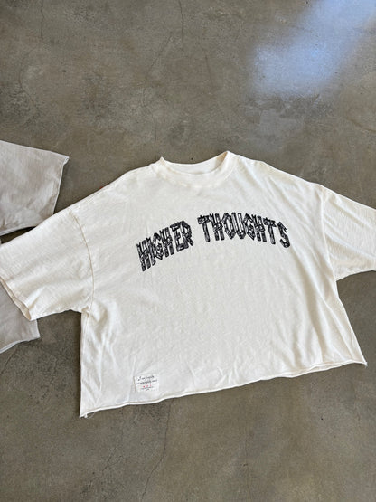 Oversized  Higher Thoughts Tee- OFF White